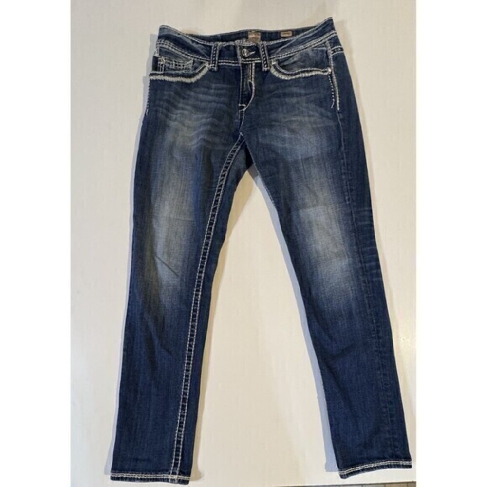 Studio 5 Women's Jeans Size 32 Blue Denim Stretch Low Rise Rhinestones Studs